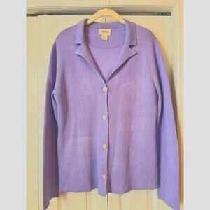 NEIMAN MARCUS Lilac Purple Silk Sweater Jacket and Top Set XL